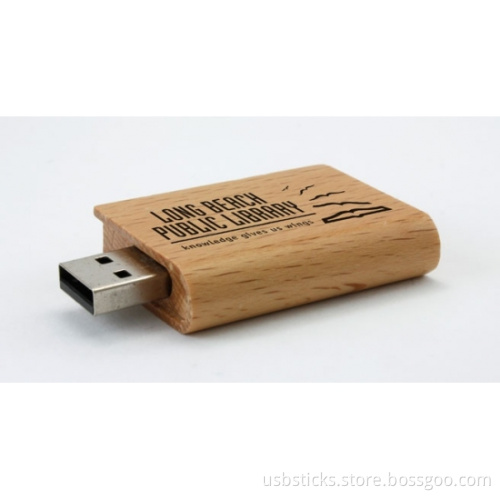 wood book shaped usb with logo engraved promotional marketing